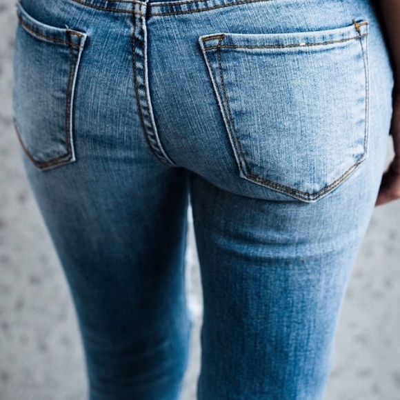 Distressed Jeans Denim Ripped Frayed Pants - Picture 7 of 7